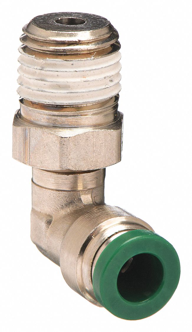 SWIVEL ELBOW: NICKEL PLATED BRASS, PUSH-TO-CONNECT X MNPTF, FOR ¼ IN TUBE OD, IMPERIAL
