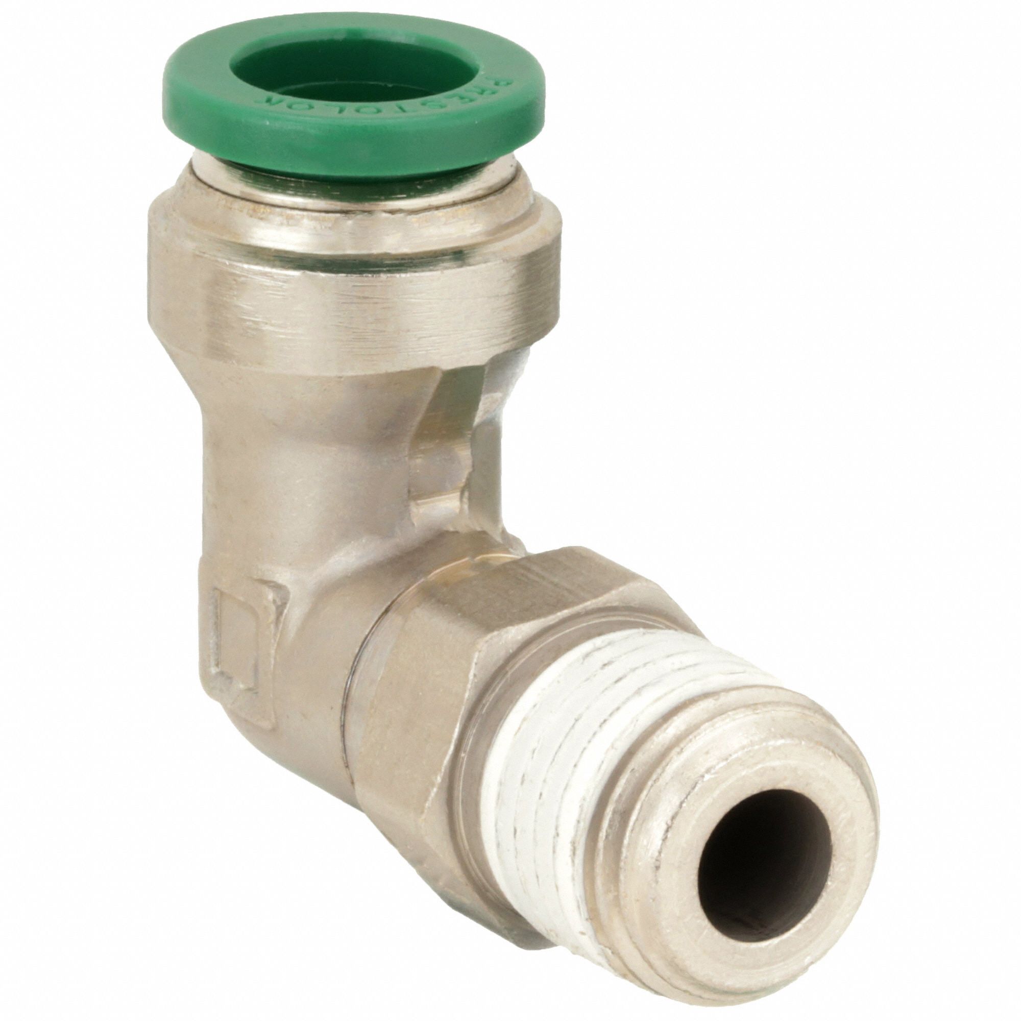 Numatics 1/2" OD Airline X 1/4" NPT 90 Degree Nickel Plated Brass Swivel Elbow Numatics 1/2" OD Airline X 1/4" NPT 90 Degree Nickel Plated Brass Swivel Elbow