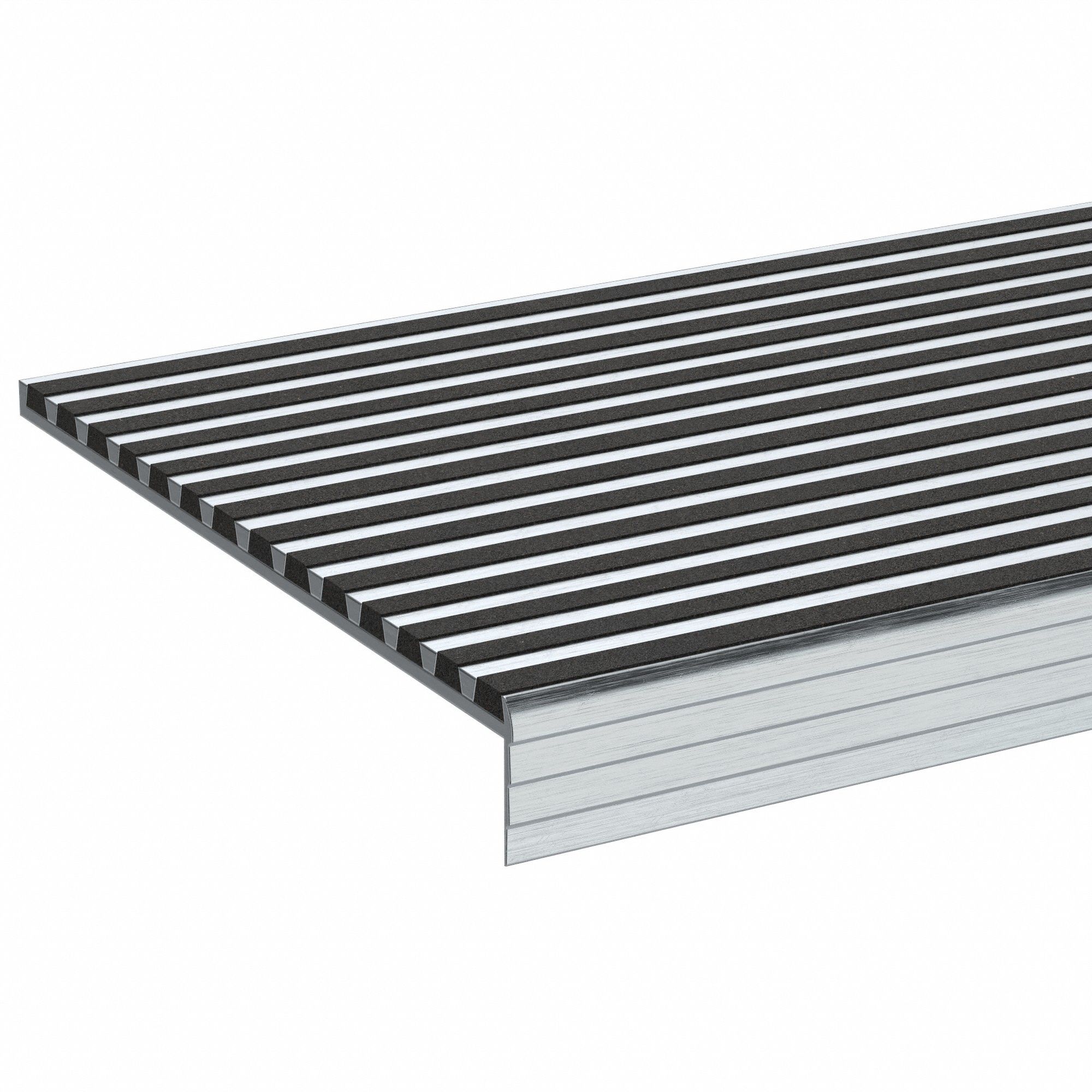 MultiStrip Grit, Aluminum, Stair Tread Cover 1AJZ5500BLA3 Grainger