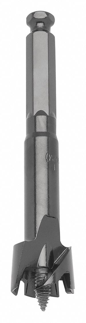 SELF FEED DRILL BIT, 1 IN DRILL BIT SIZE, HEX, 7/16 IN SHANK DIAMETER, 6 IN L, HSS