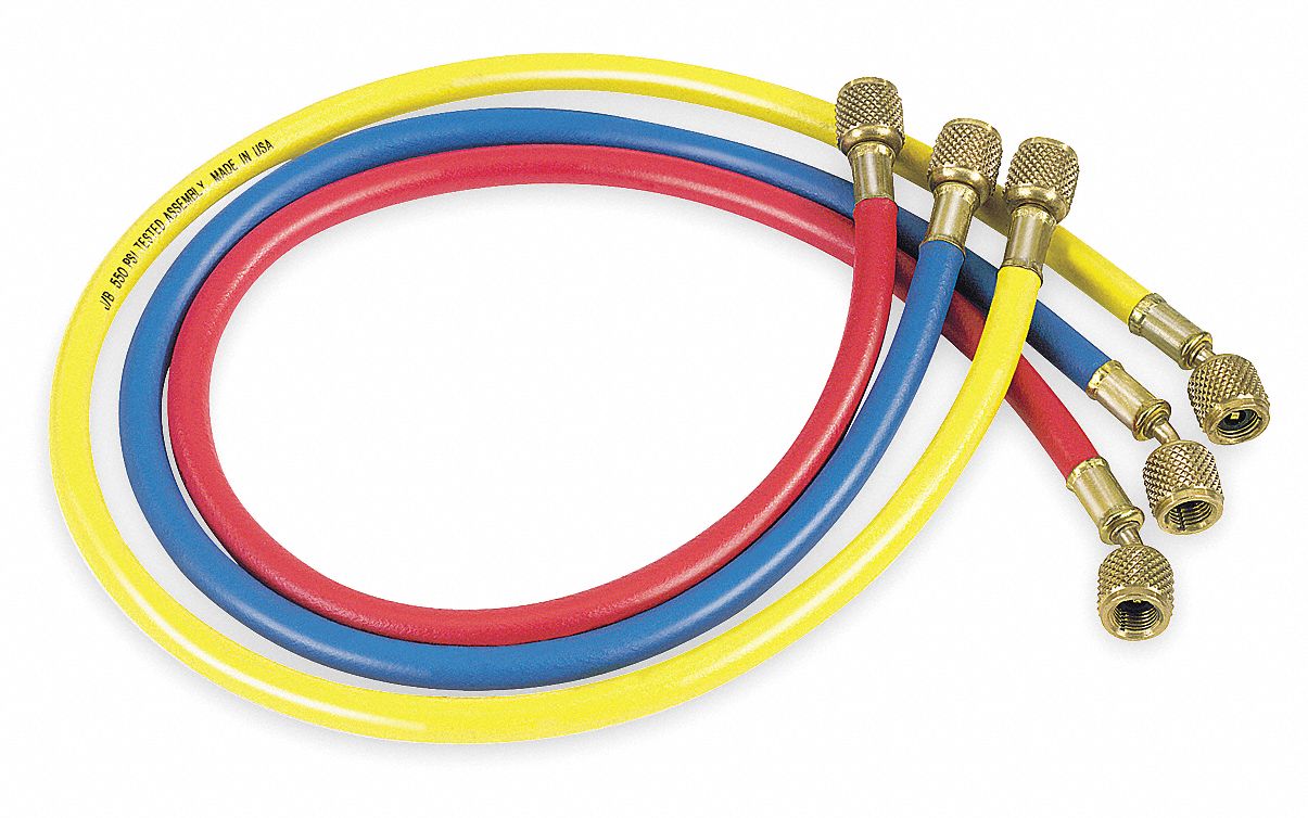 JB INDUSTRIES Manifold Hose Set,60 In,Red,Yellow,Blue   Replacement Manifold Hoses and Hose Accessories   2LHT1|CCLS 60