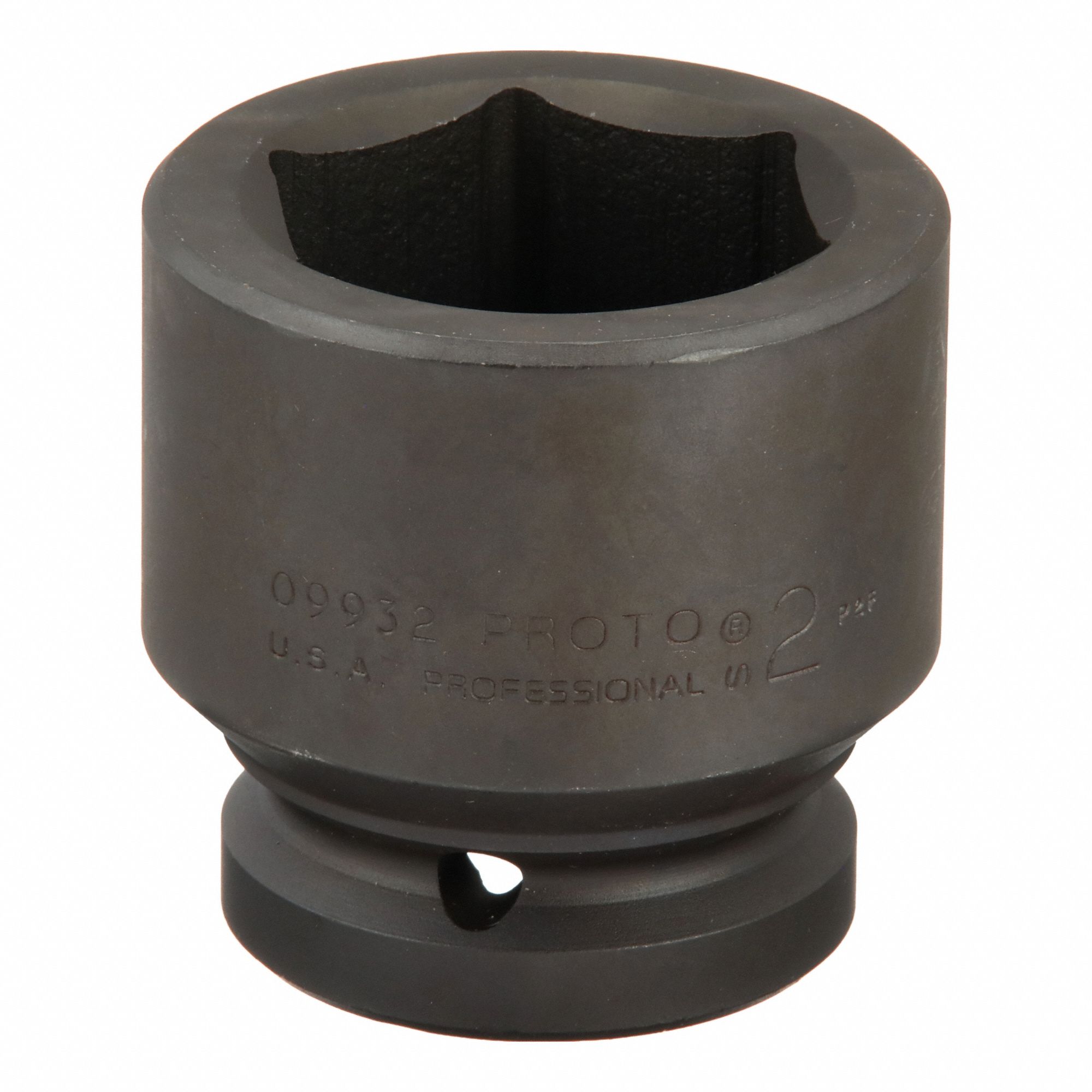 Impact Socket: SAE, 2 in Socket Size, 6-Point, Std, 3 17/32 in Overall Lg, Black Oxide