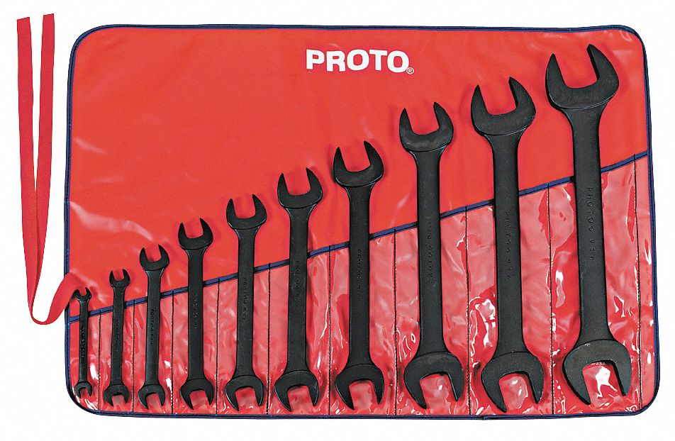 PROTO, Alloy Steel, Black Oxide, Open End Wrench Set - 1AKR8