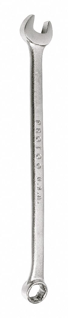 Combination Wrench: Alloy Steel, Satin, 7 mm Head Size, 5 1/8 in Overall Lg, Offset, Rounded