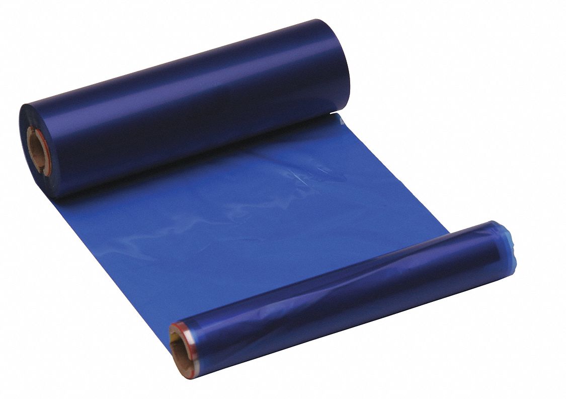 Single-Color Printer Ribbon: 4 7/16 in x 290 ft, Blue, Resin, MiniMark