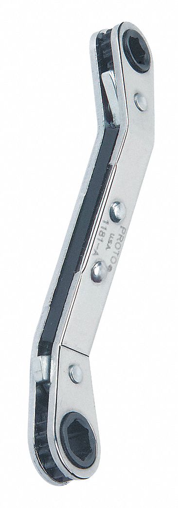 BOX END WRENCH, CHROME, ⅝ IN/11/16 IN HEAD SIZE, 8 IN OVERALL L, OFFSET, REVERSING, SAE