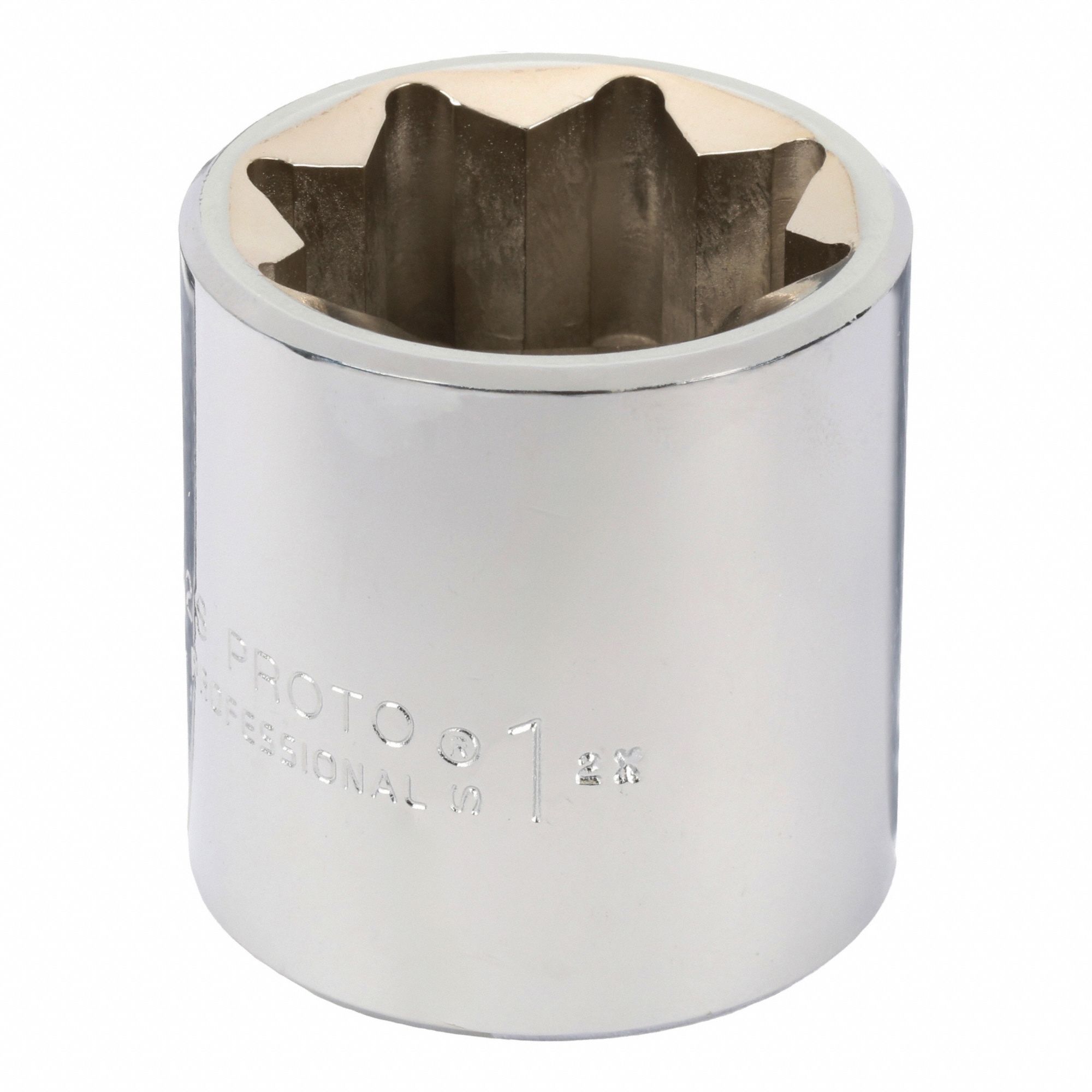 Socket: SAE, 1/2 in Drive Size, 1 in Socket Size, 8-Point, Std, Chrome, Not Tether Capable