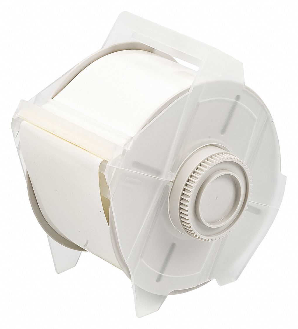 Continuous Label Stock: 2 1/4 in x 100 ft, Vinyl, Clear (Gloss), Outdoor