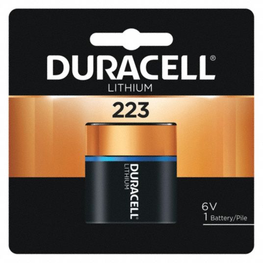 DURACELL 223 Battery, 6V DC, Lithium, Button, 1,500 mAh 1ANB9