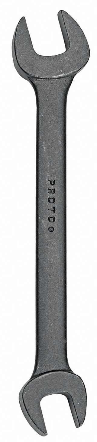 Open End Wrench: Alloy Steel, Black Oxide, 1 1/8 in_1 1/16 in Head Size, 12 3/8 in Overall Lg