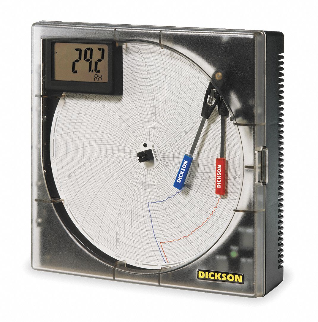 DICKSON, Temp & Humidity, For 8 in Chart Size, Circular Chart Recorder