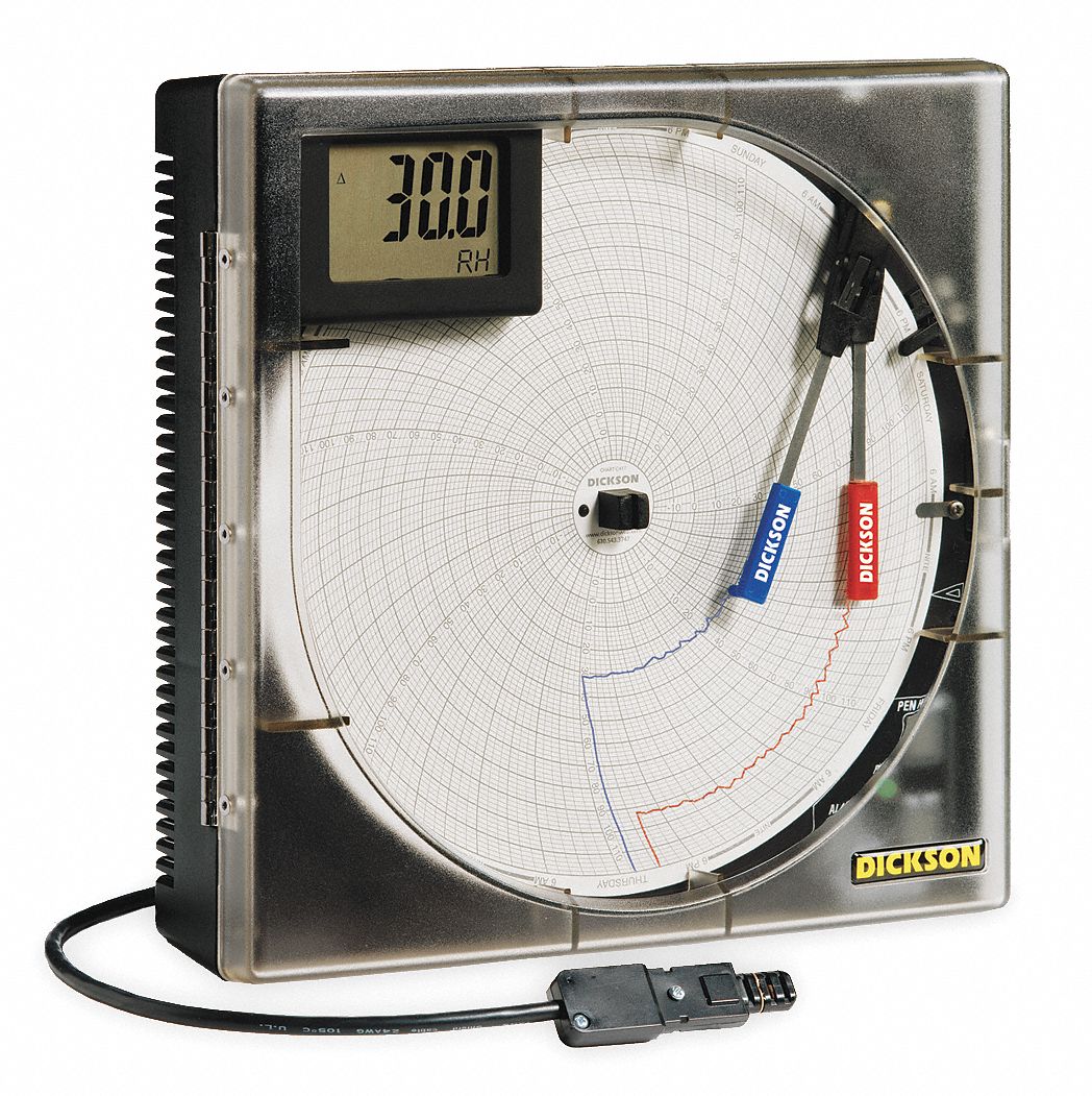 DICKSON Circular Chart Recorder, Temperature and Humidity, 1, 31, 7