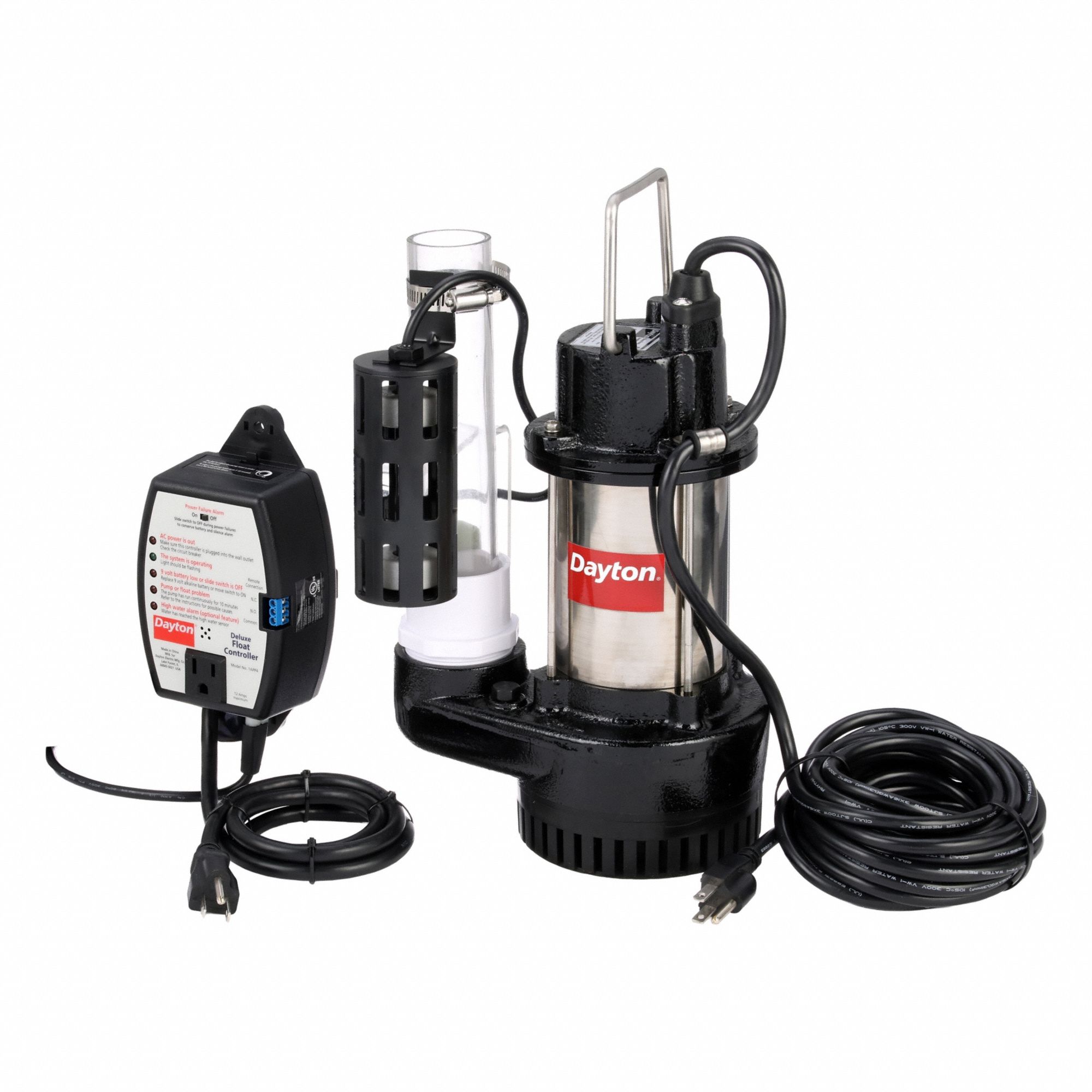 Submersible Sump Pump: 1/2 hp, 120V AC, 65 gpm Flow Rate @ 10' of Head, 2 in FNPT, Dewatering