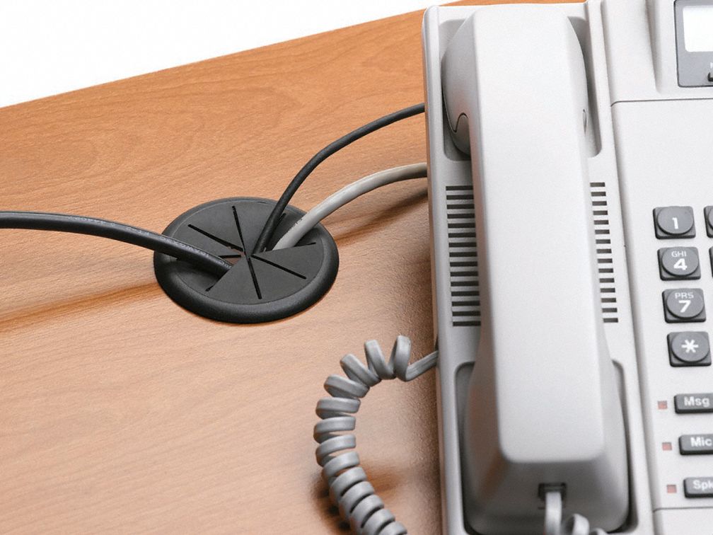 MASTER CASTER Flexible Grommet, Desk, 23/8 In Dia, Blk 1APU100209