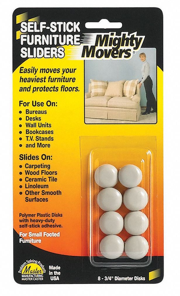 MASTER CASTER, 3/4 in Dia., 3/8 in Ht, Furniture Glides 1APU787001 Grainger