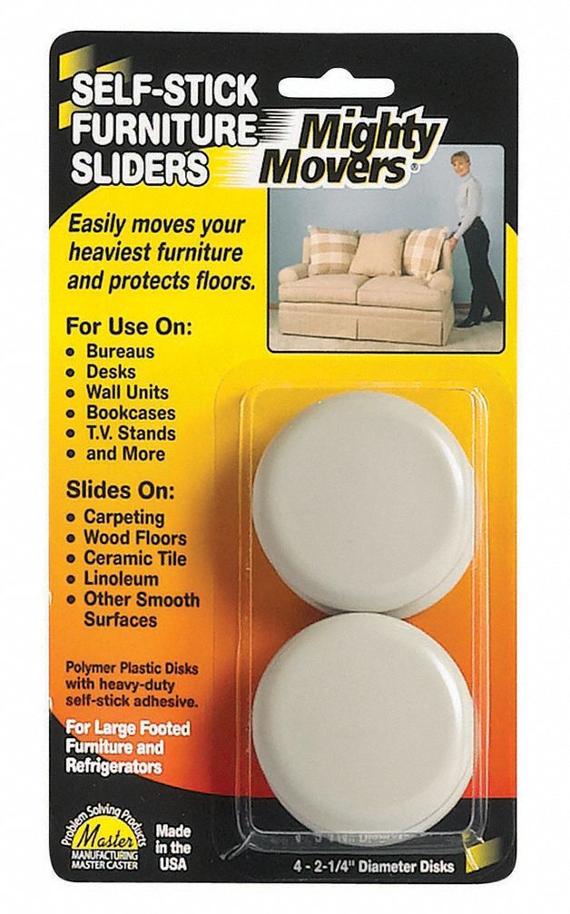 MASTER CASTER Furniture Glides 2 1/4 in Dia., 3/8 in Ht, Tan, 4 PK 1APU987003 Grainger