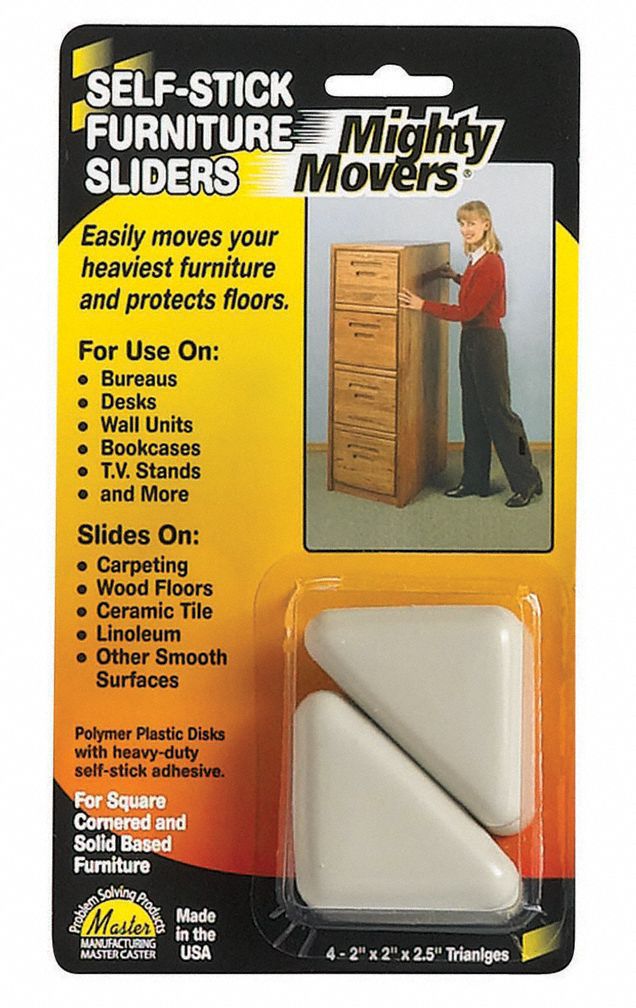 MASTER CASTER Furniture Glides 2 in Lg, 2 1/2 in Wd, 3/8 in Ht, Tan, 4 PK 1APV187004 Grainger