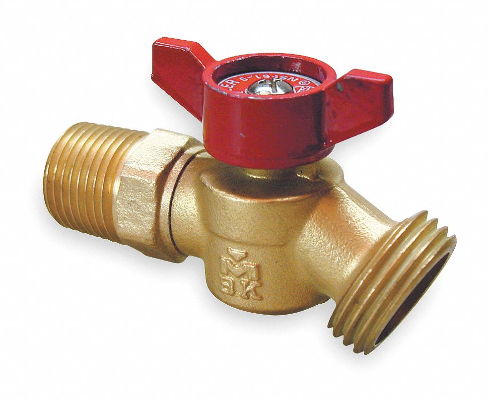 GRAINGER APPROVED Hose Bibb Quarter Turn, MNPT, No Kink, Zinc, 3/4 in