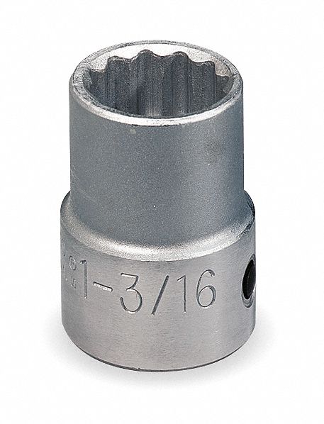 Socket: SAE, 1 in Drive Size, 1 3/16 in Socket Size, 12-Point, Std, Satin, Not Tether Capable