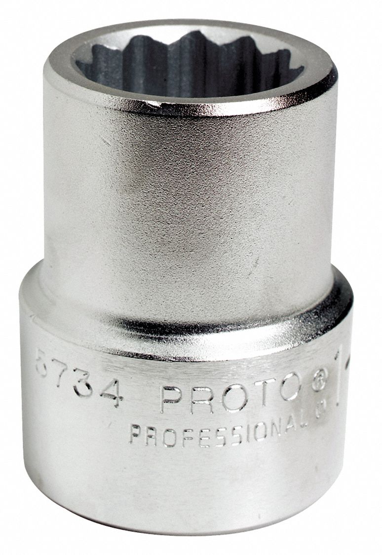 Socket: SAE, 1 in Drive Size, 1 5/8 in Socket Size, 12-Point, Std, Satin, Not Tether Capable