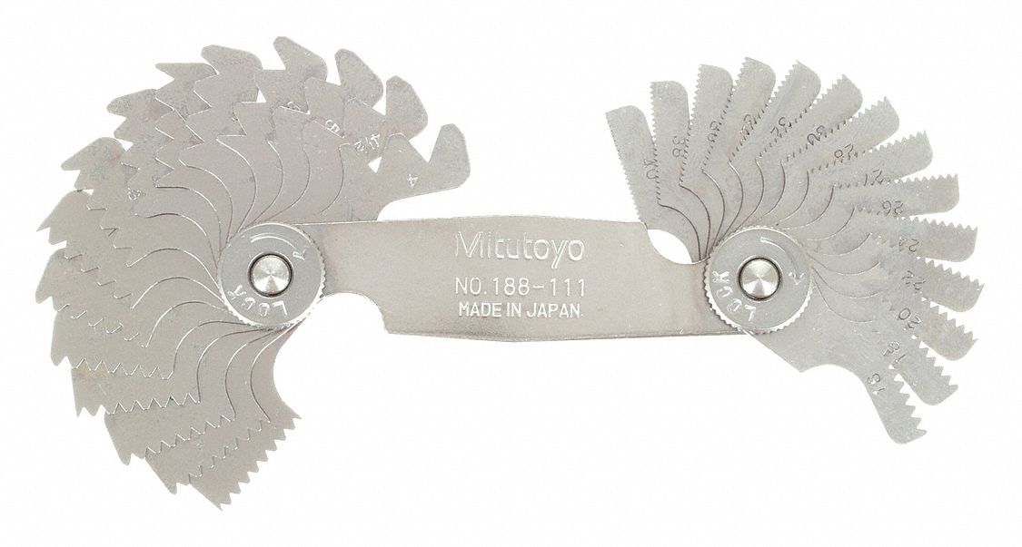 MITUTOYO, Unified Inch, 30 Leaves, Thread Pitch Gauge Set 1ARB3188