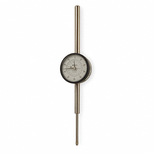 Mitutoyo 2424S-19CAL Dial Indicator with Calibration +/-0.003 Accuracy White Dial 57mm Dial Dia. 0.001 Graduation 0-2 Range 3/8 Stem Dia. Lug Back Inch 0-100 Reading #4-48 UNF Thread 