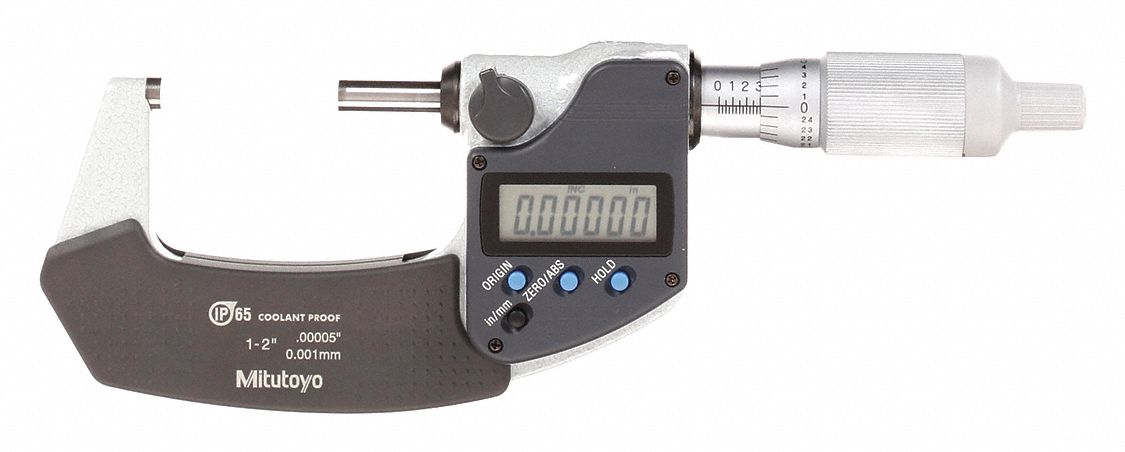 MICROMÈTRE EXT NUM IP65, GAMME DE 1 À 2 PO/DE 25,4 À 50,8 MM, IP65, PO/MÉTRIQUE