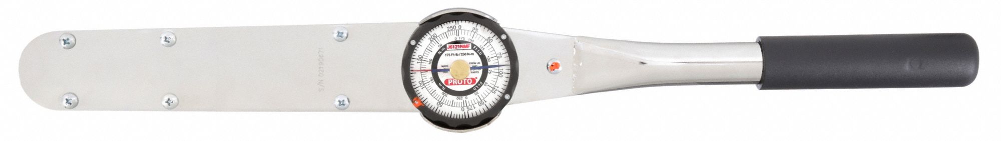 Dial Torque Wrench: 1/2 in Drive Size, 35 to 175 ft-lb/50 to 250 N-m, 21 1/2 in Overall Lg