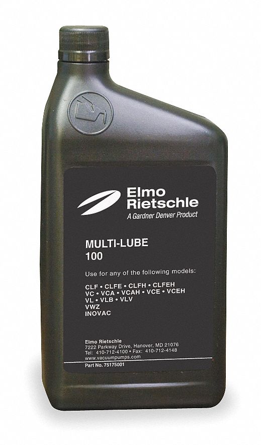 ELMO RIETSCHLE Vacuum Pump Oil: 1 qt, Bottle, 46 ISO Viscosity Grade, 102  Viscosity Index