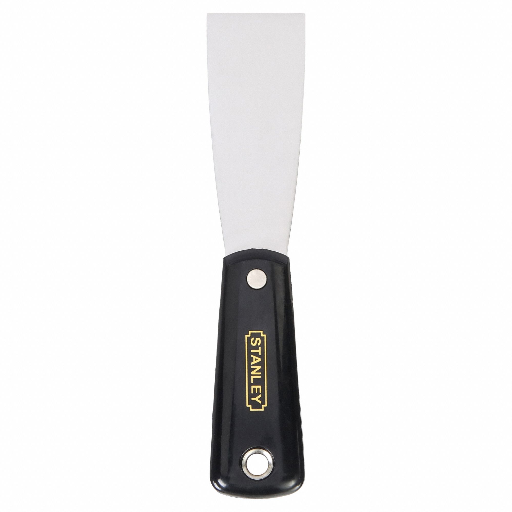 PUTTY KNIFE, SPRING STEEL BLADE, NYLON HANDLE, STIFF, STRAIGHT BLADE