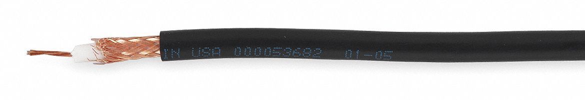 Coaxial Cable: RG-6/U, 18 AWG Conductor Gauge, 1, 000 ft Cable Lg, Plenum