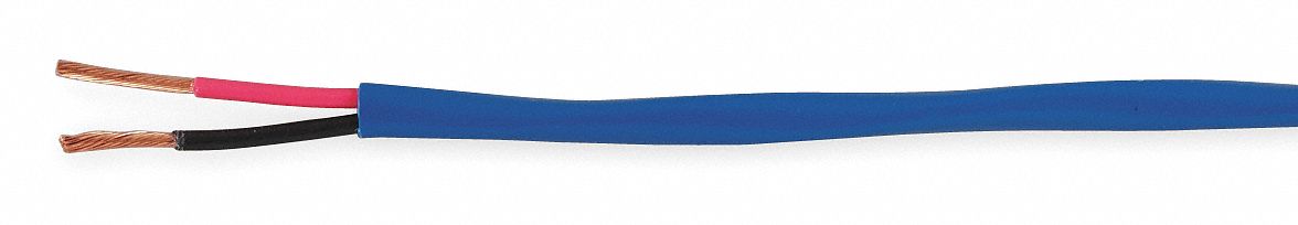 Fire Alarm Cable: 1, 000 ft Cable Lg, Plenum, Plenum, PVC, PVC, Blue, PVC, 2 Conductors, Solid