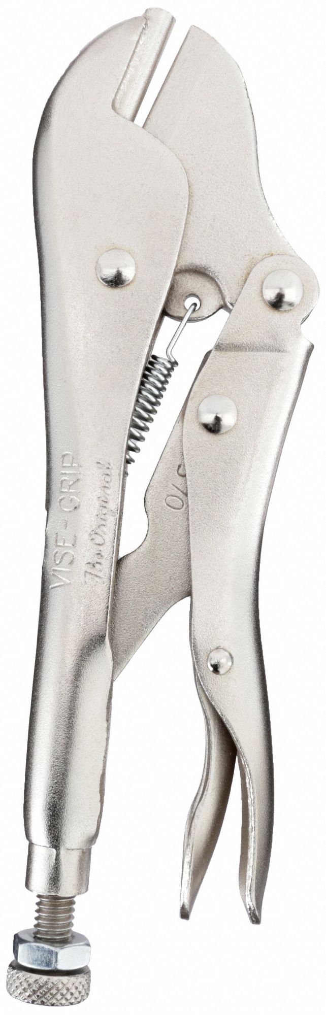 Locking Plier: Flat, Lever, 1/4 in Max Jaw Opening, 7 in Overall Lg, 1 1/4  in Jaw Lg, Plain Grip