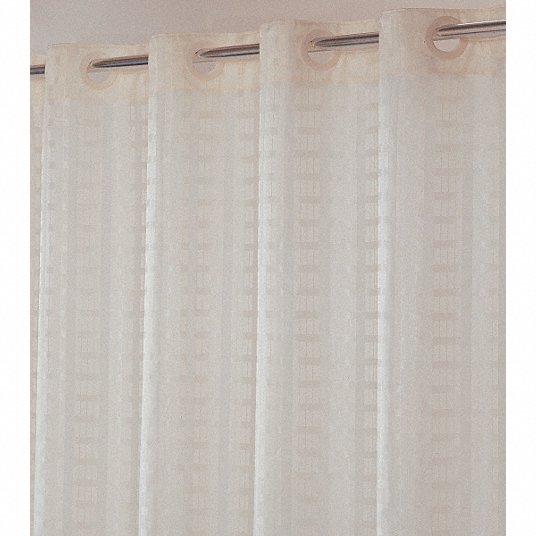 Shower Curtain: Beige, 74 in Lg, 71 in Wd, Polyester