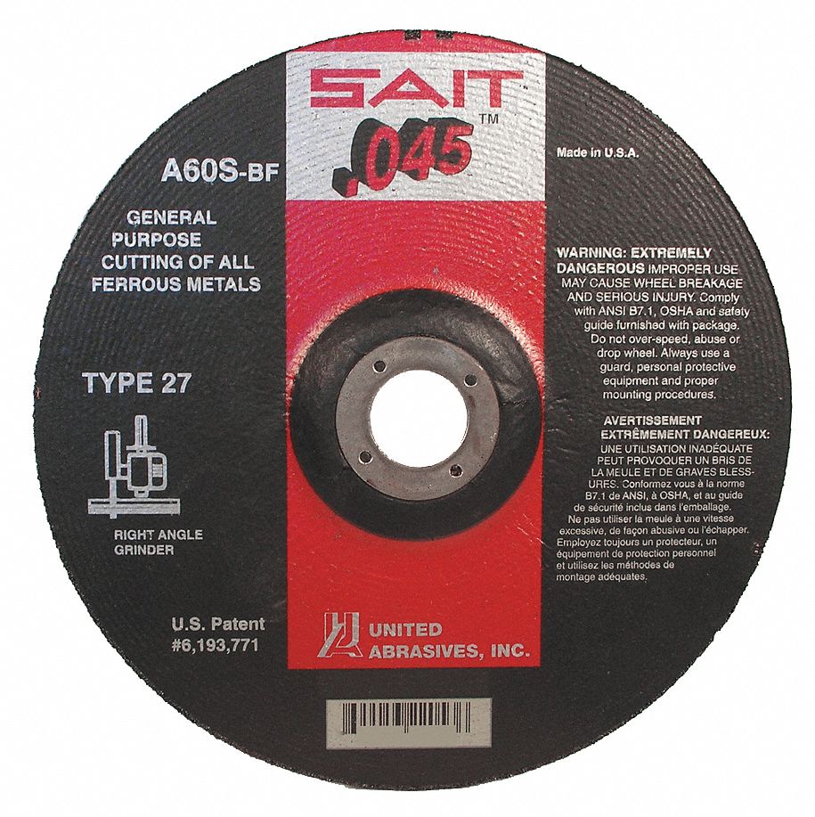 SAIT 22170 Type 27 5 by 3/32 by 5/8-11 A24R Cutting Wheel 10-Pack United Abrasives 