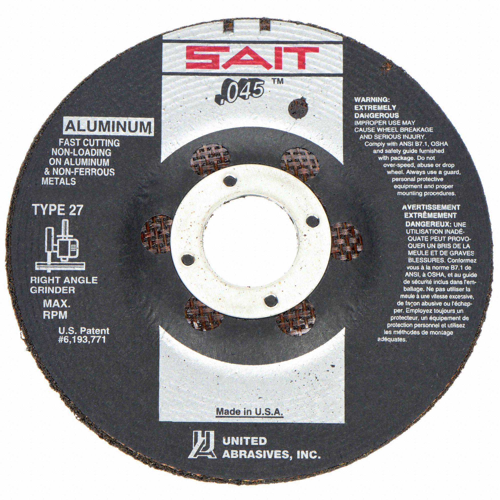 UNITED ABRASIVES-SAIT DEPRESSED CENTRE CUT-OFF WHEEL, TYPE