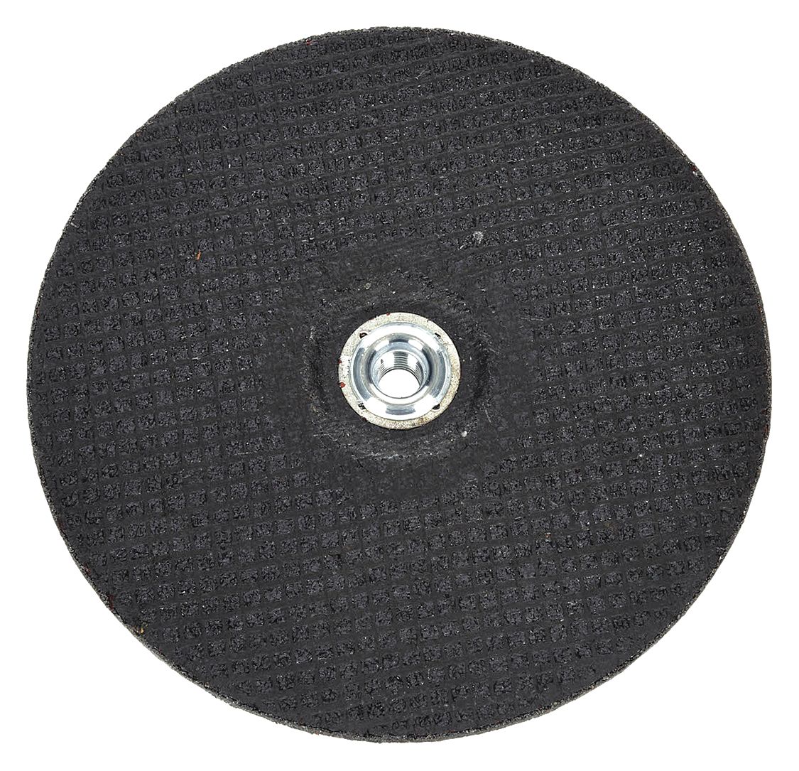 DEPRESSED CENTRE GRINDING WHEEL, TYPE 27, 9 IN X ¼ IN X ⅝"-11 THREAD, CERAMIC, 24 GRIT