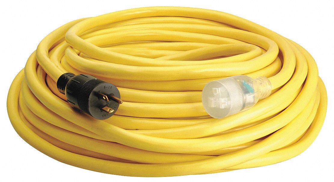 Extension Cord, Outdoor, 20, Number Of Outlets 1, Yellow - Grainger