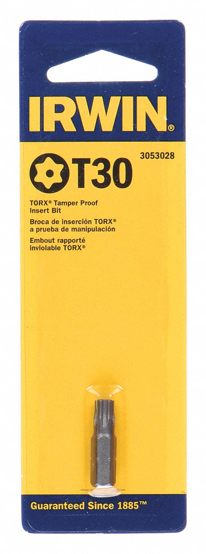 Insert Bit, SAE, 1/4", Hex, T30, 1", S2 Steel