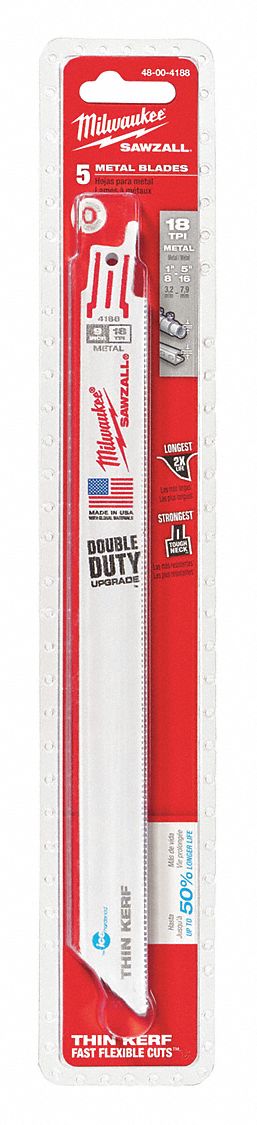 Milwaukee 48-00-4188 Lame Seghe Alternative 22,9 Cm, 18 TPI, Multi-Materiale, Confezione Da 5