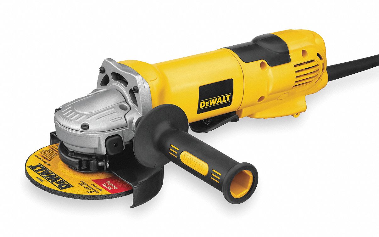 Black+Decker D28144N Heavy Duty Small Angle Grinder, 5 in, 6 in Dia Wheel,  5/8-11 Arbor/Shank, 120 VAC, Yellow, Lock-On Paddle Switch