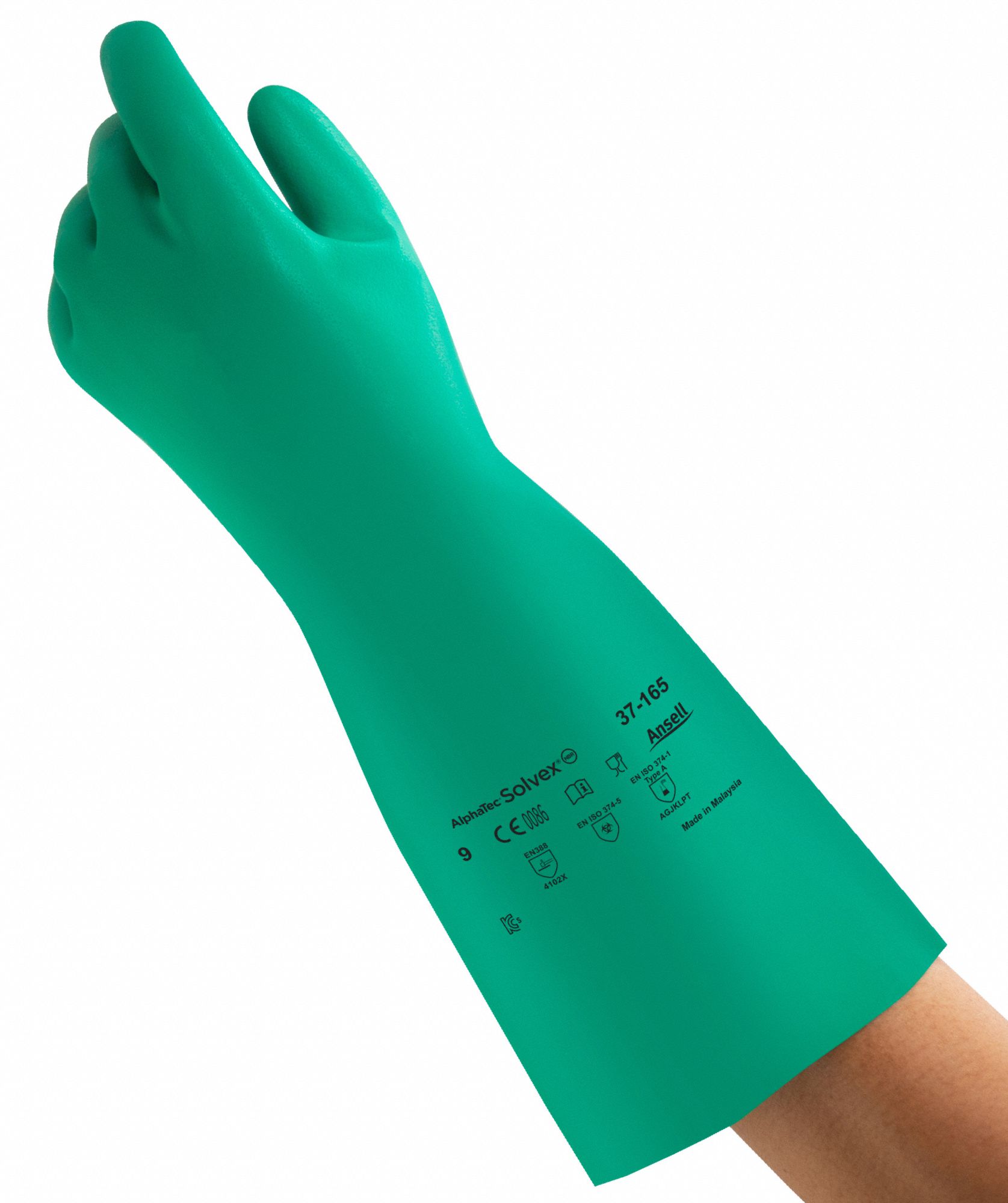 ALPHATEC Chemical Resistant Gloves 22 mil Glove Thick, 15 in Glove Lg