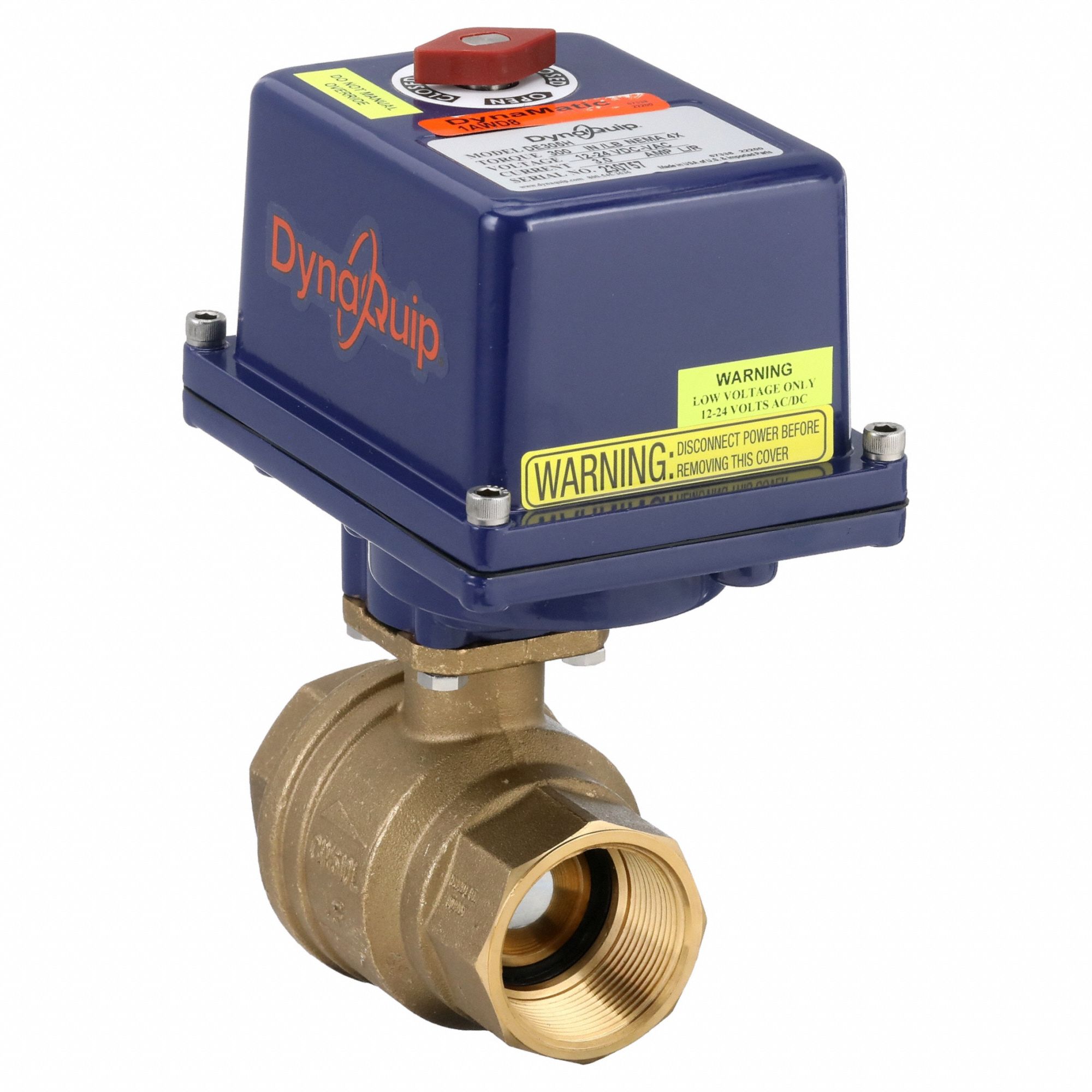 Electrically Actuated Two-Way Ball Valve: 1 1/4 in, Brass, 12 to 24V AC/DC