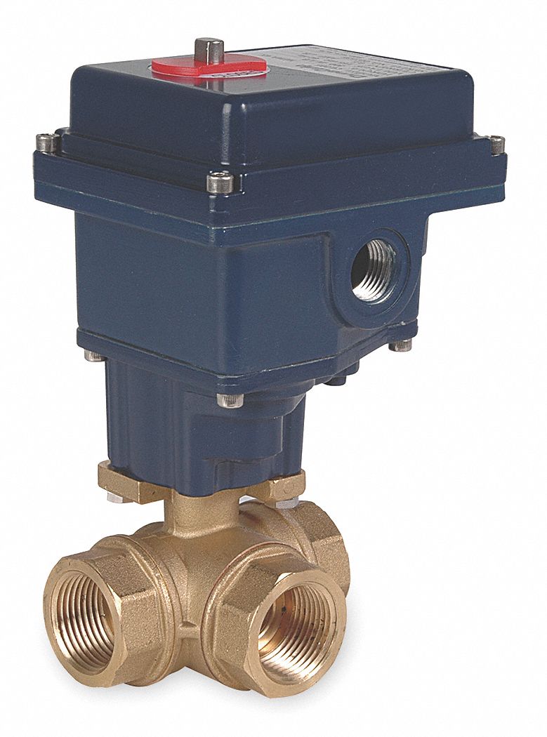 Brass Electronic Actuated Ball Valve, 1/4" Pipe Size, 115VAC Voltage