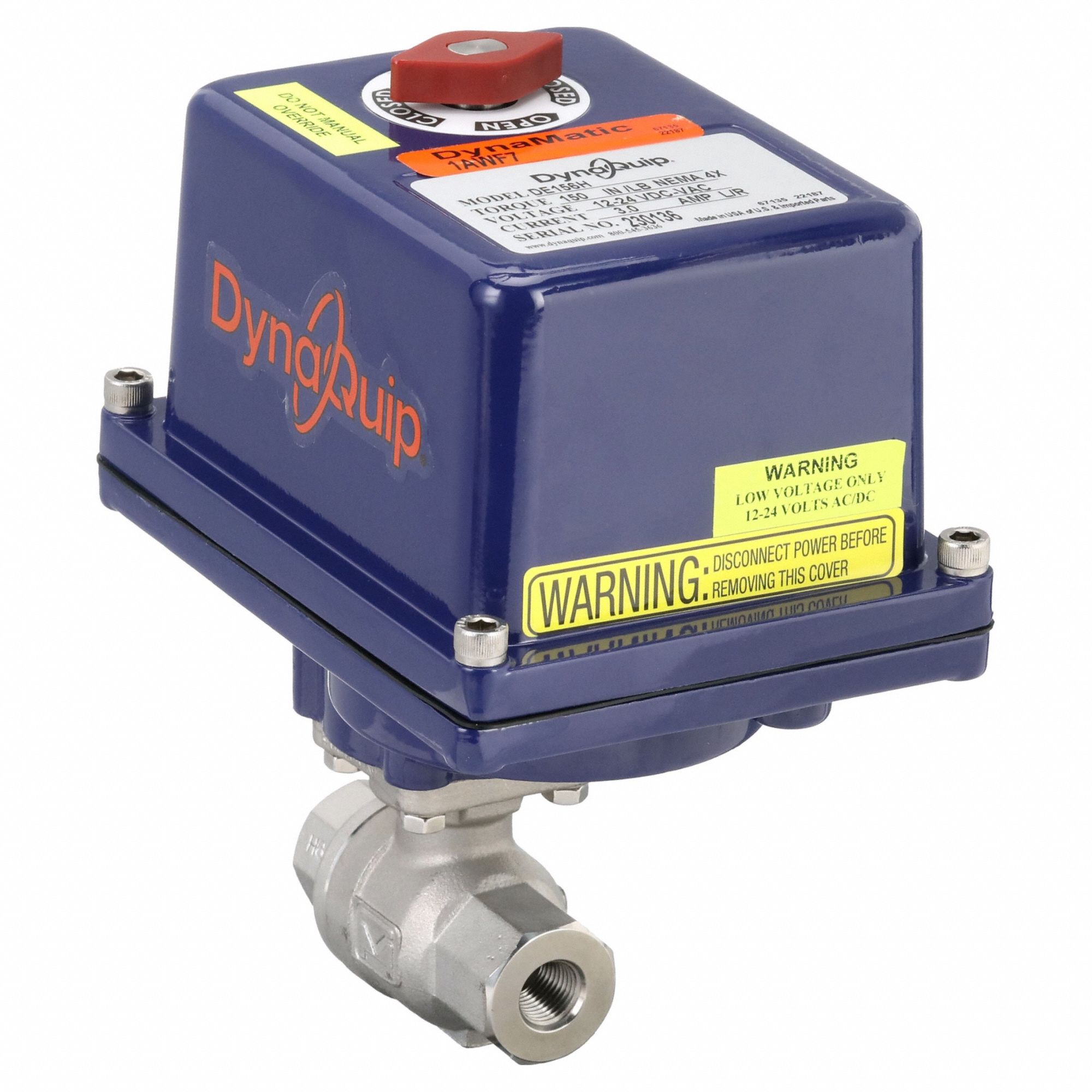 Electrically Actuated Two-Way Ball Valve: 1/4 in, Stainless Steel, FNPT x FNPT