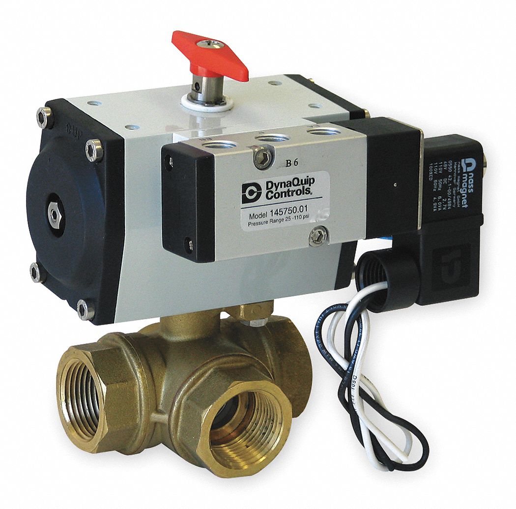 1/4" Double Acting Pneumatic Actuated Ball Valve, 1-Piece