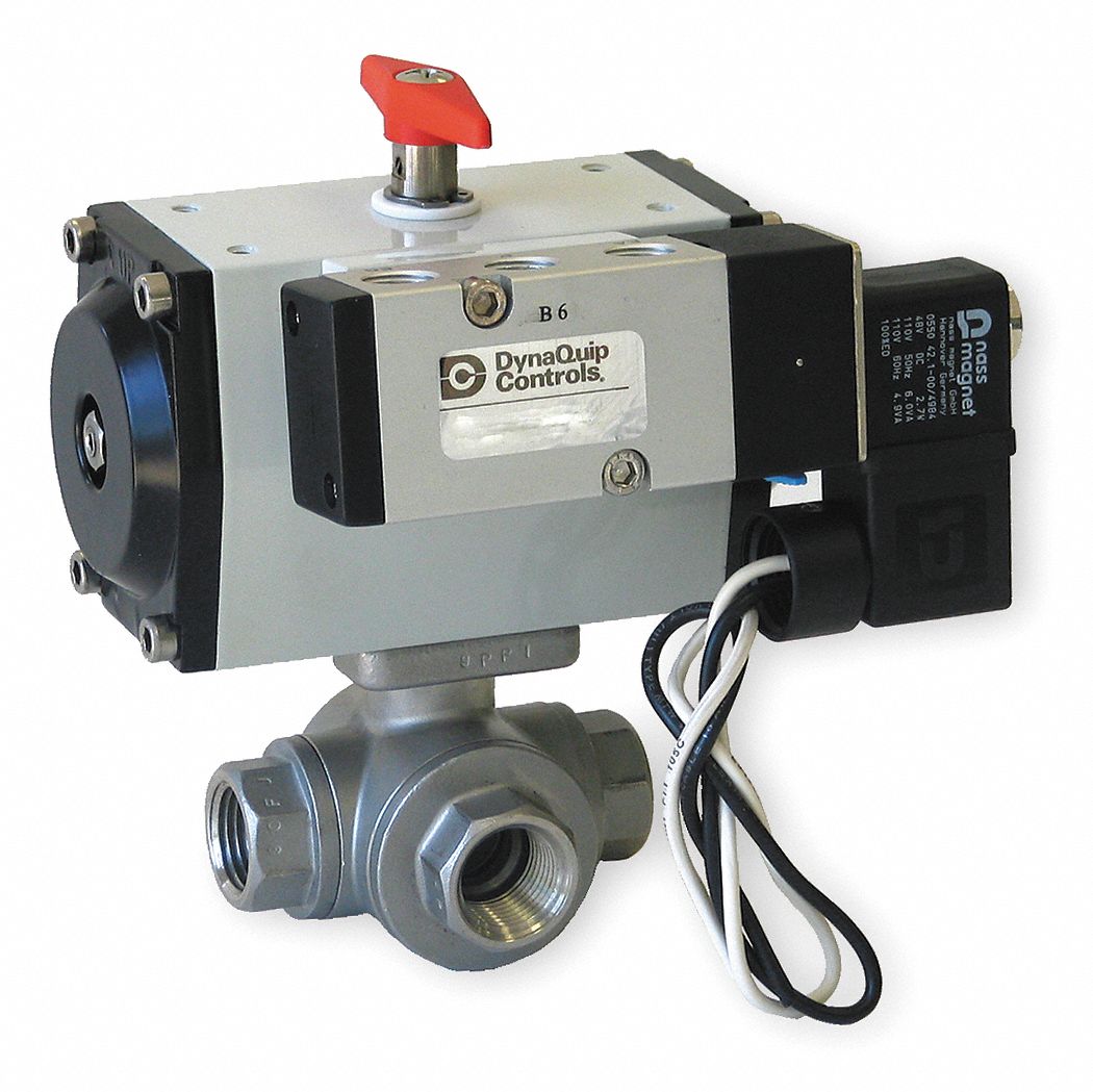 1/2" Double Acting Pneumatic Actuated Ball Valve, 1-Piece
