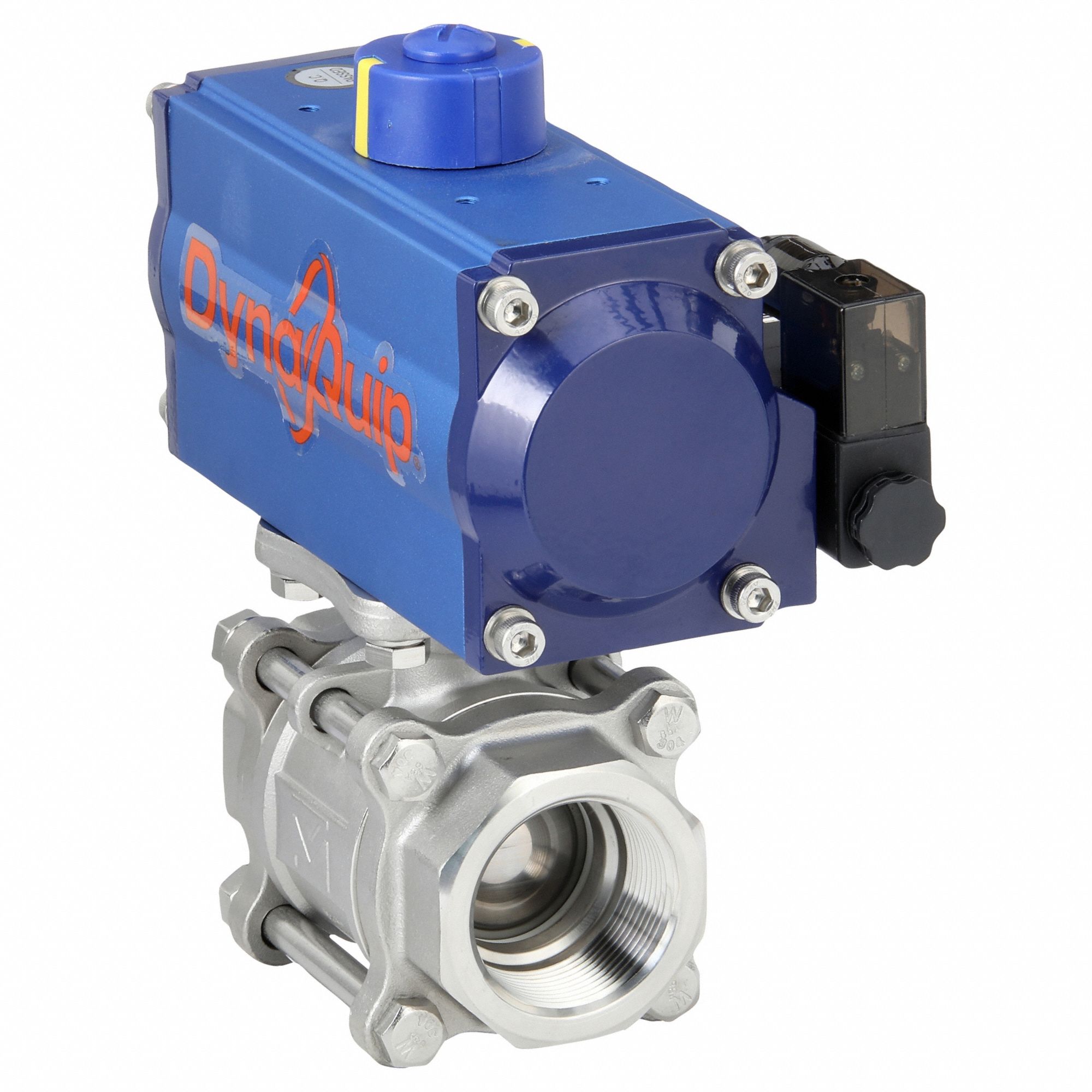 Pneumatically Actuated Two-Way Ball Valve: 1 1/2 in, Stainless Steel, FNPT x FNPT