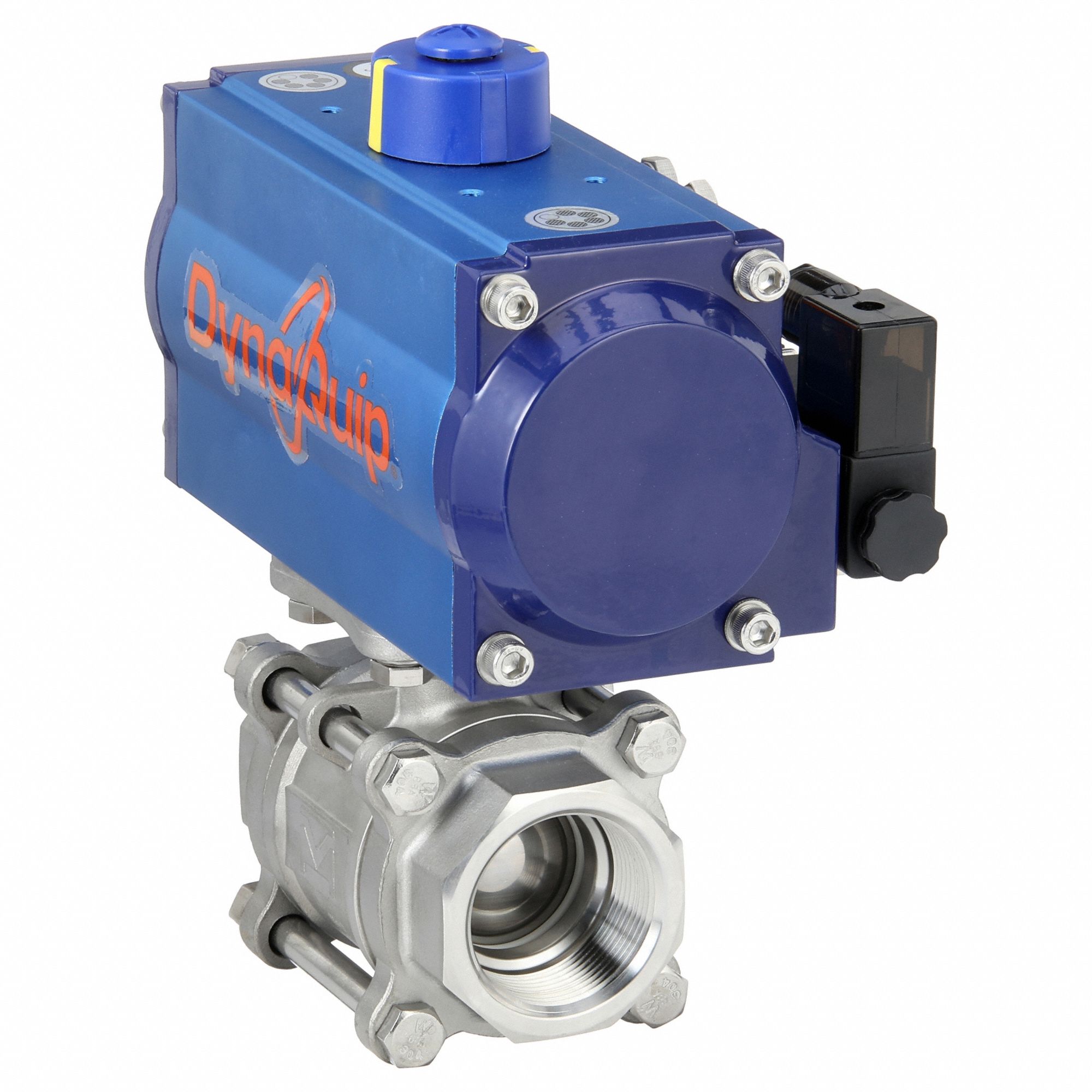 Pneumatically Actuated Two-Way Ball Valve: 1 1/2 in, Stainless Steel, FNPT x FNPT