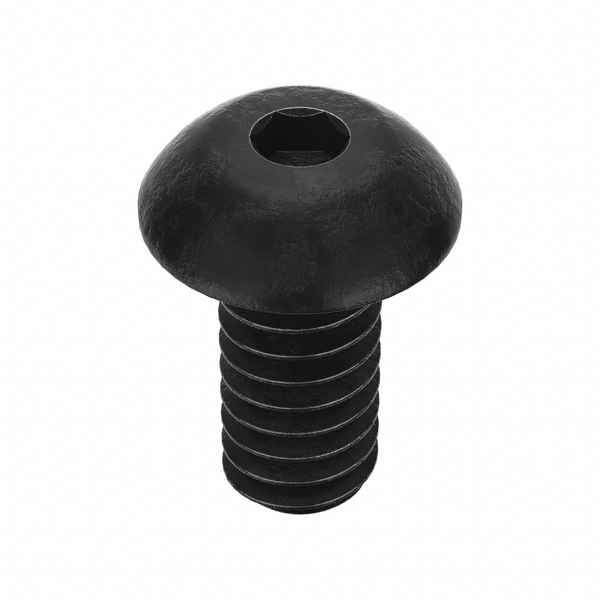 Socket Head Cap Screw: #2-56 Thread Size, 3/16 in Lg, Button, Black Oxide, Alloy Steel, 100 PK